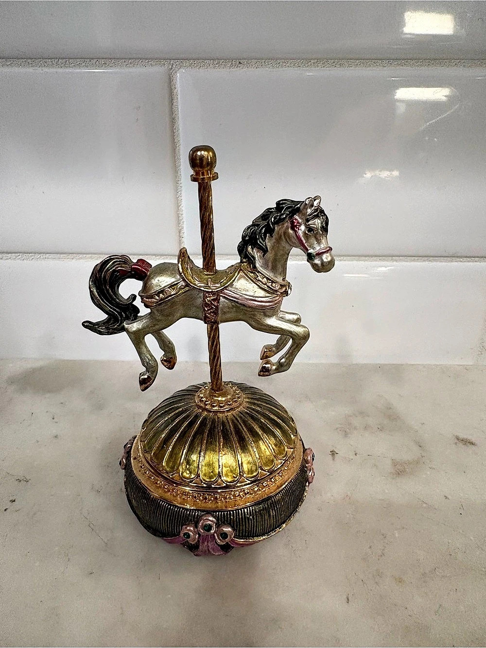 Carousel Horse trinket Box Gold Decor